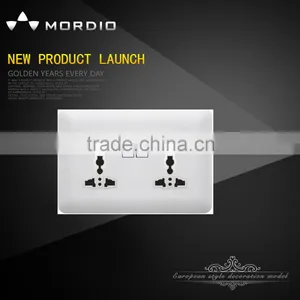 HIGH QUALITY 2 Gang 3 Pin Universal Wall Socket With Neon thumbnail-1