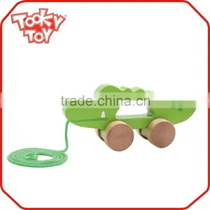 String Children Tractor Wooden Line Pull Along Crocodile Toys For Kids thumbnail-1