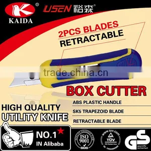 Stationery Cutter Auto Retractable Safety Box Trapezoid Blade Plastic With Rubber Grip Handle Cutter thumbnail-6