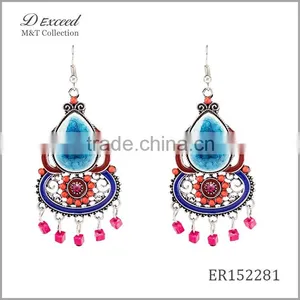 Yiwu Wholesale Jewelry Factory Fashion Ethnic Bohemian Beaded Acrylic Drop Earrings Piercing Tassels Dangle Earrings thumbnail-1