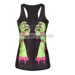 Sexy Women 3D Graphic Digital Printed Stretch Skinny Punk Vest Tank Top thumbnail-6