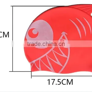 2016 Summer Fashionable Comfortable Wear Silicone Waterproof Cartoon Shark Children Swimming Cap thumbnail-3