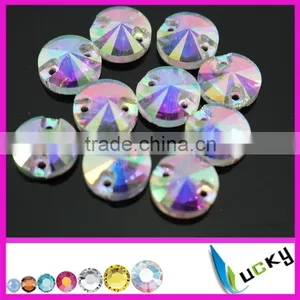 Crystal ab Rivolis Sew on Rhinestones Flatback Strass Jewellry Beads With Holes thumbnail-2
