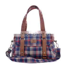 Hot Selling Colorful Plaid Canvas Lady Messenger Bags thumbnail-6