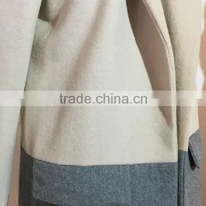 2016AW Woolen Garment Customized Woman's Fashion Long Coats Two Tone Joint thumbnail-4