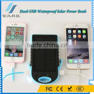 3000mAh Dual USB Portable Waterproof Solor Charger Power Bank for IPhone for Android Smartphone for IPad thumbnail-1