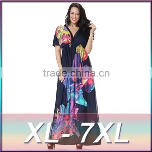 Hot Sey V Collar Beach Resort Beach Dress Code Plus Silk Dress in Summe thumbnail-1
