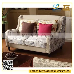 Modern Nordic Style Assorted Color Wooden Legs Fabric Tufted Sofa With Rivet for Living Room Furniture thumbnail-3