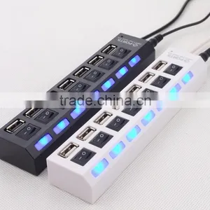 High Speed Charging Station USB 2.0 7-Port Hub Adapter With Individual Power Switches and LEDs thumbnail-6