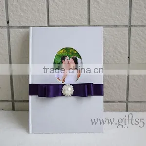 Wedding Guest Books With Silk Cover and Ribbon thumbnail-3