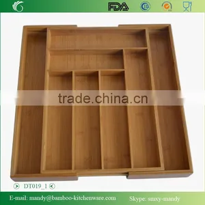 DT019 Expandable Bamboo Cutlery Tray , Kitchen Utensil Organization thumbnail-2