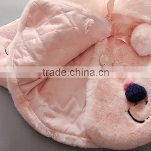 China Qualified Good Kids Children Baby Winter Coat Jacket With Embroidered Smile Face and Pompom Ball thumbnail-5