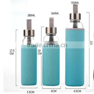 Top Level Quality Stylish Environmental Borosilicate Glass Water Bottle With Colorful Sleeve 280ml/360ml/550ml thumbnail-6