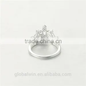 Fine Jewelry European Design Pure Silver Clear CZ Crown Ring thumbnail-4