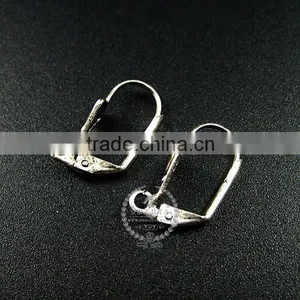 12*6mm Vintage Antiqued Silver Shell Simple Lever Back Earrings Hoop Base Settings Loop Supplies 1702076 thumbnail-1