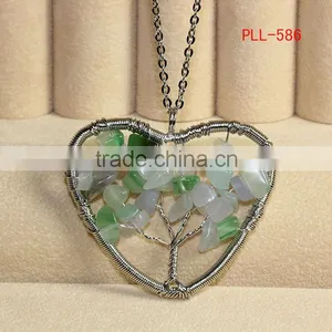 Fashion 316L Stainless Steel Accessories Natural Chip Stone Heart Pendant,shape Life of Tree Pendants thumbnail-1