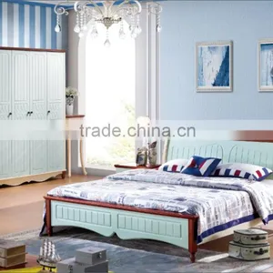 Mediterranean Style Prefab House New Design Solid Wood Blue Bedroom Furniture Set thumbnail-1
