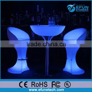 Modern Led Furniture Indoor Cafe Tables,RGB Color Tall Bar Table and Chairs thumbnail-3