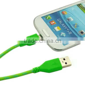 2015 Wholesale Colorful Micro Usb Cable for Blackberry/HTC/Samsung,2M 6FT Fabric Nylon Braided Micro Usb Cable(white) thumbnail-4