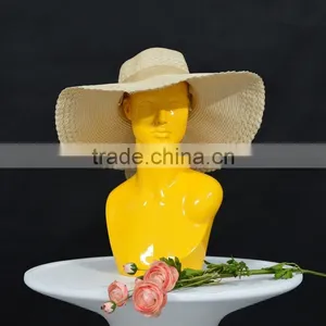 Fashion Fiberglass Yellow Female Mannequin Head For Scarf Display thumbnail-4