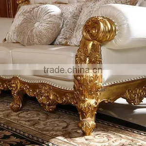 Luxury Classic Golden Antique Full Solid Wood Sofa Set, Wedding Sofa For Bride And Groom(MOQ=1 SET) thumbnail-5