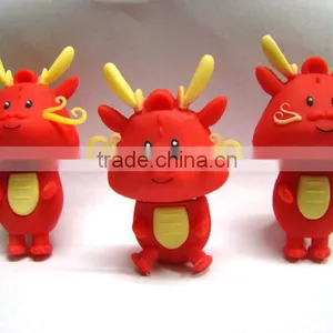 Wholesale PVC Soft Rubber Creative Usb Stick Cute Cartoon Dragon Zodiac Usb Sticker thumbnail-2