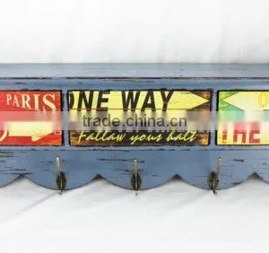 Antique Blue Wooden Wall Hanging Box thumbnail-1