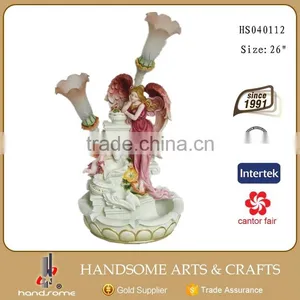 26 Inch Polyresin Indoor Outdoor Decoration Antique Angel Water Fountain With Lamp thumbnail-1