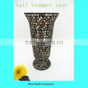 Flower Decoration Brown Hurricane Candle Holder Handblown Glass Vase Poland thumbnail-1