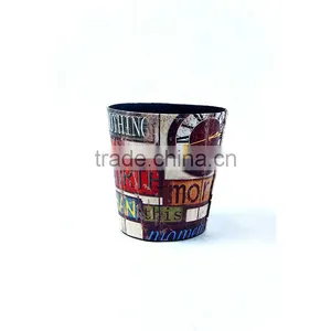 Hot Sale Waste Bin Roma Clock Print Faux Leather Hotel Trash Can thumbnail-1