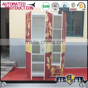 Indian Bedroom Wardrobe Designs 3 Door Steel Wardrobe Cabinet With Lock thumbnail-4