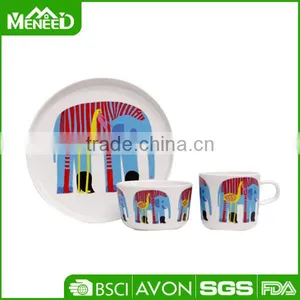 100% Melamine Food Grade Elephant & Crane Printed No-toxic Kids Dinnerware Set thumbnail-1