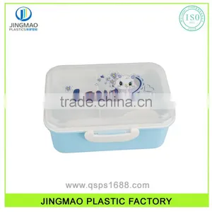 Customized LOGO Retangular Double Layer Plastic Lunch Box With Spoon thumbnail-3