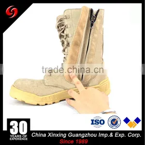 Factory Price Khaki Suede Cow Leather Army Tactical Military Desert Boots With Zipper thumbnail-3