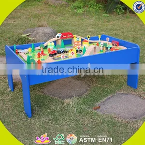 Wholesale Arrival Wooden Railway Train Toy Fashion Wooden Railway Train Set Roller Coaster Track Table Toy W04C009A thumbnail-1