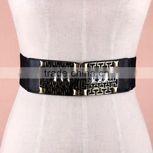 Wholesale Hollowed Pattern Alloy Buckle Elastic Women Lady Waist Belt thumbnail-1