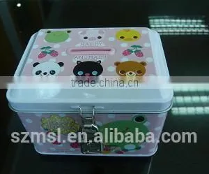 House Shape Tin Can Coin Bank Saving Box With Lock thumbnail-1