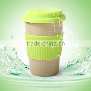 Organic Natural Rice Husk Mug and Cups With Silicone Lid+sleeve thumbnail-1