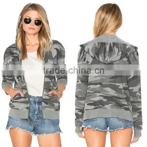 OEM Service Cheap Slim Fit Women Plain Camouflage Printed 80 Cotton 20 Polyester Hoodies With Hidden Pockets 2017 thumbnail-1