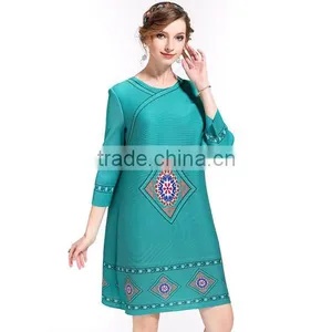 Half Sleeve Women Faddish Loose Printed Crumple Dress thumbnail-1