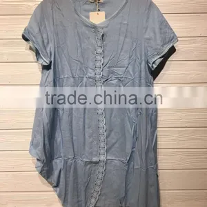 GZY Stock Short Sleeve Goog Quality Cotton Blouse Neck Design thumbnail-6