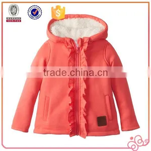 2016 Custom Ruffle Girl Winter Coat for Children With Fur Hood thumbnail-1