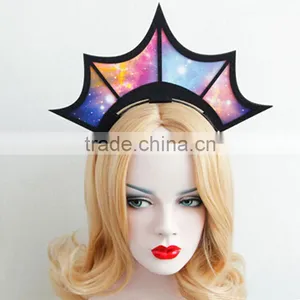 Exaggerated Harajuku Star Crown Hair Hoops,queen Birthday Hairbow,bride Photograph Jewelry Hair Band thumbnail-1