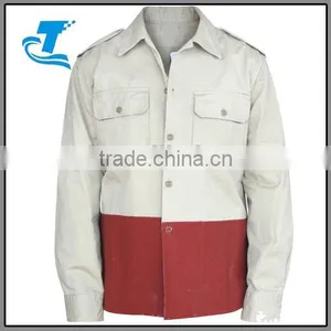 New Design Canvas Washed Shirt Men Colorblock Jacket thumbnail-1