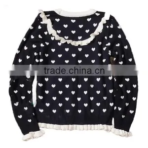 2015 New Design Girl Cardigan Sweater Scallop Trim Children Wear Cardigan thumbnail-3
