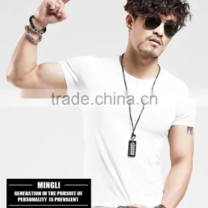 High Quality China Factory Plian Slim Fit Cotton v Neck T Shirts For Men thumbnail-4