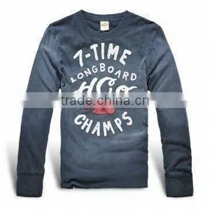 Men's Cotton T-shirt With Printing and Long Sleeves, Various Colors Are Available thumbnail-1