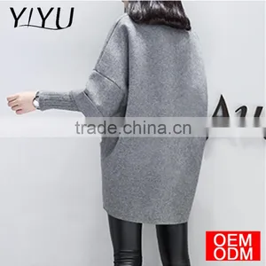 2017 New Autumn Long Women Sweater Loose Large Size Stitching Fake Two Pieces Of Sweater Pullover Sweater Dress thumbnail-4