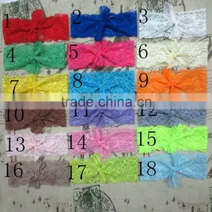 Wide Lace Baby Head Bands, Handmade Little Girls Adjustable Knot Hairbands thumbnail-1