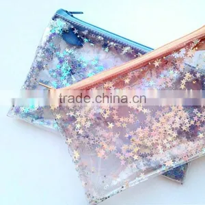 Planner Internal Pocket Custom Pvc Shaker Pocket With Zipper Top Transparent Pocket With Sequins thumbnail-2